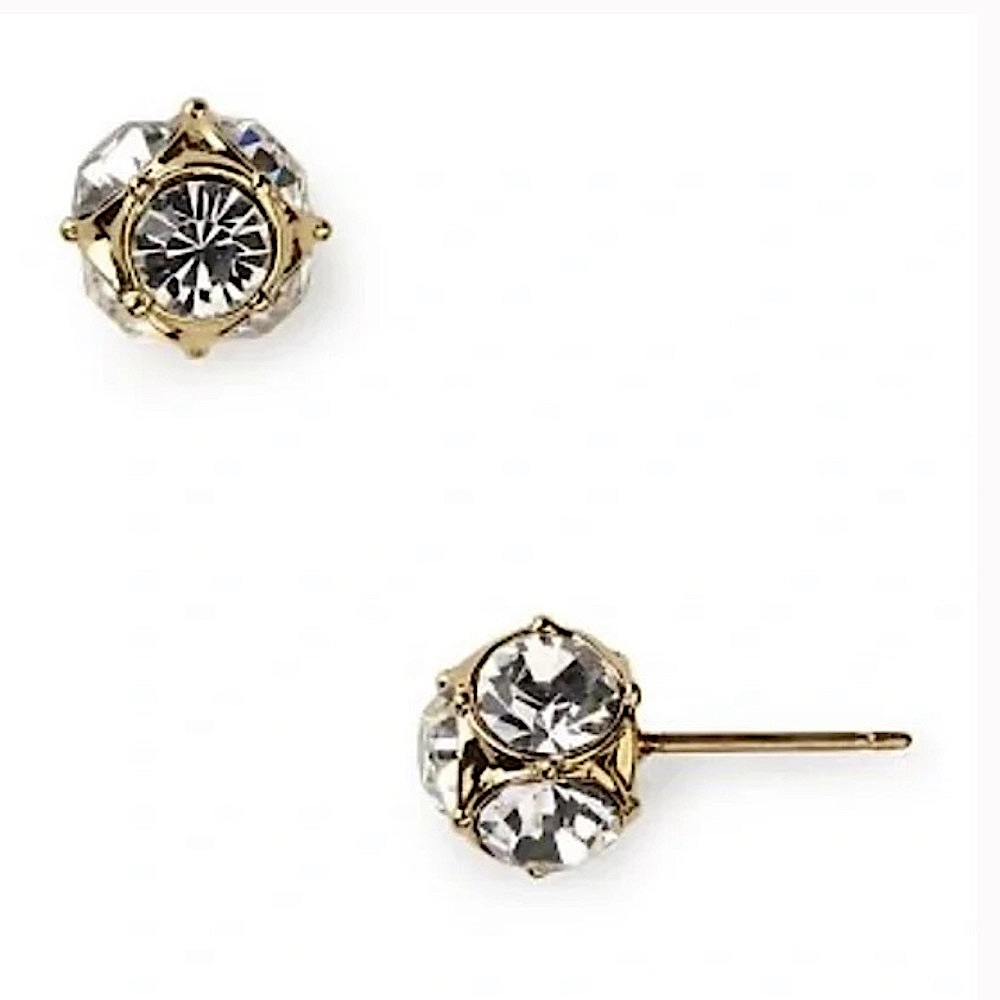 kate spade Rose Gold Dainty Clear Glass Crystals and Stud Earrings - Picture 5 of 7